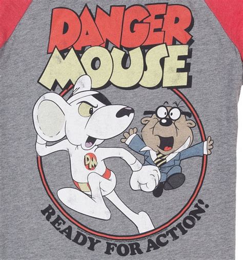danger mouse ready for action grey and red raglan baseball t shirt