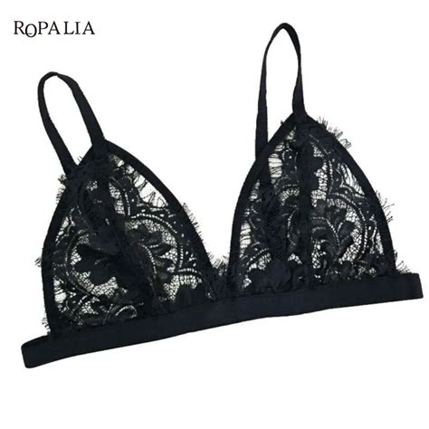 Buy Ropalia Sexy Women Bras Floral Sheer Hollow Out Lace Triangle Bralette Bra