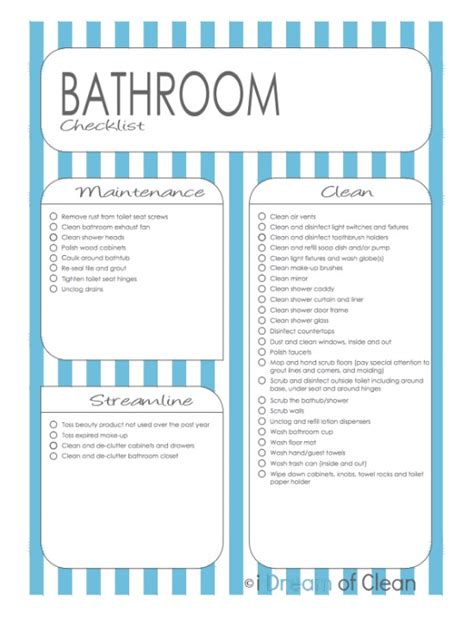 Free Printable Bathroom Charts