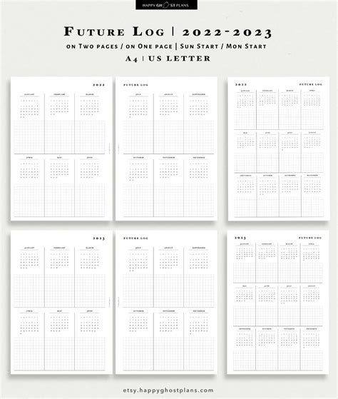2022 2023 Future Log Printable A4 Us Letter Size 2022 Etsy South