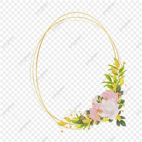 Golden Oval Frame White Transparent Golden Oval Frame With Beautiful