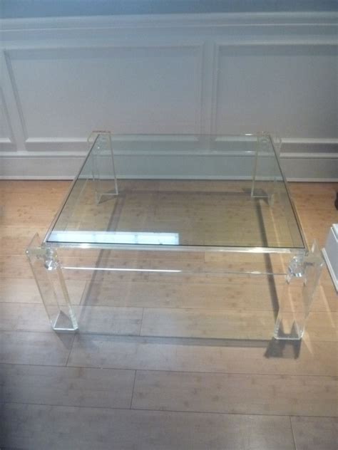 Vintage Lucite Square Coffee Table Hollywood Regency Mid Century Modern