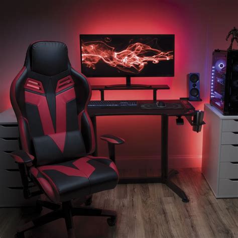Respawn 3000 Gaming Computer Desk Ergonomic Gaming Desk Red And Black