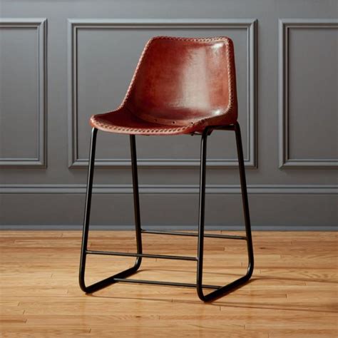 Roadhouse Modern Saddle Leather Counter Stool Reviews Cb2 Leather