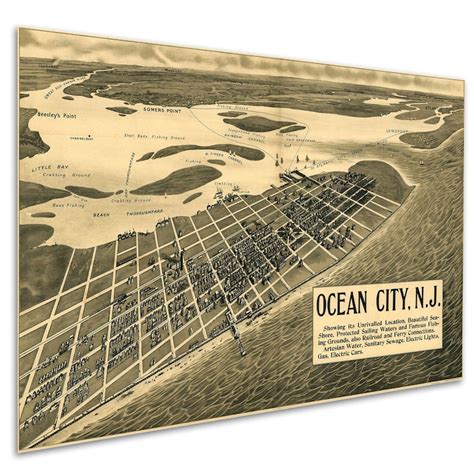 Map Of Ocean City New Jersey 1903 Antique Birdseye Map Etsy