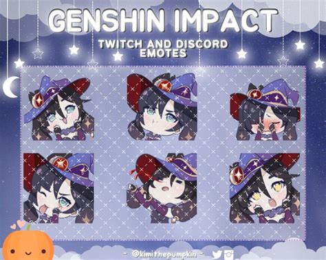 Mona Genshin Impact Twitch Emotes Pack Discord Emotes Pack Etsy