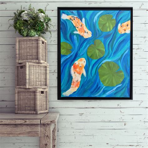 Japanese Koi Fish Painting Fish Artwork Zen Painting Framed