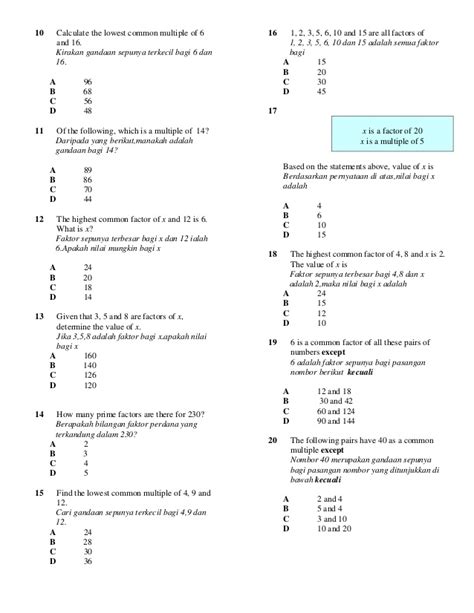 Contoh Kertas Soalan Matematik Tingkatan 1 Contoh 917 Riset