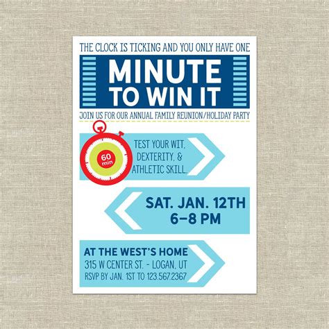 Minute To Win It Invitation Etsy Minute To Win It Minute To Win It