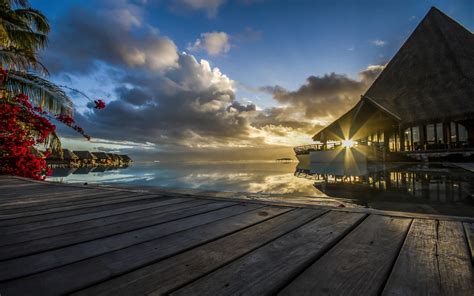 1920x1080 Landscape Nature Tropical Resort Tahiti French Polynesia Sea