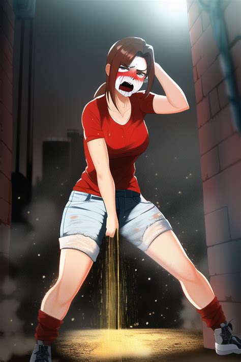 Claire Redfield Attacked By Zombies Pees In Her Pants Her Pants Groin Wet And Darkened With