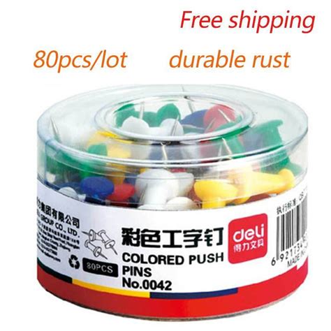 80 Pcslot Deli Plastic Quality Cork Board Safety Colored Push Pins Thumbtack Office School