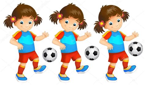 Cartoon Children Girls Playing Football — Stock Photo