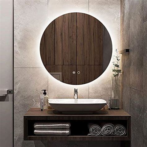 Keonjinn Backlit Bathroom Round Mirror 28 Inch Led Vanity Mirror
