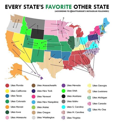 The Most And Least Favorite Us State Of Each State Mapped Laptrinhx