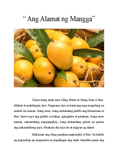 Ang Alamat Ng Mangga Pdf