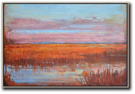 Horizontal Abstract Landscape Oil Painting On Canvaslarge Contemporary
