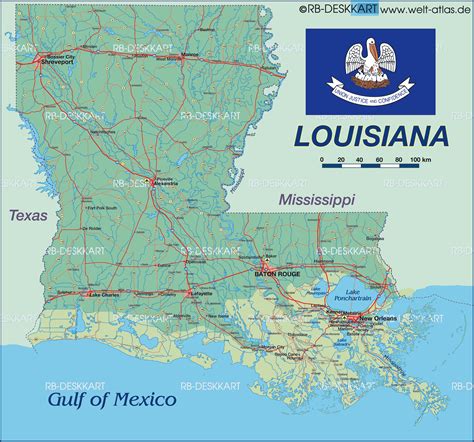Map Of Louisiana New Orleans State Section In United States Welt