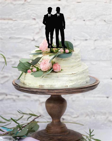 Gay Wedding Cake Topper Two Groomsmen Same Sex Marriage Etsy