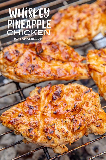 2ingredients1 large pineapple1 tablespoon cooking oil6 boneless chicken thighs. Whiskey Pineapple Chicken - delicious!!! Chicken marinated ...