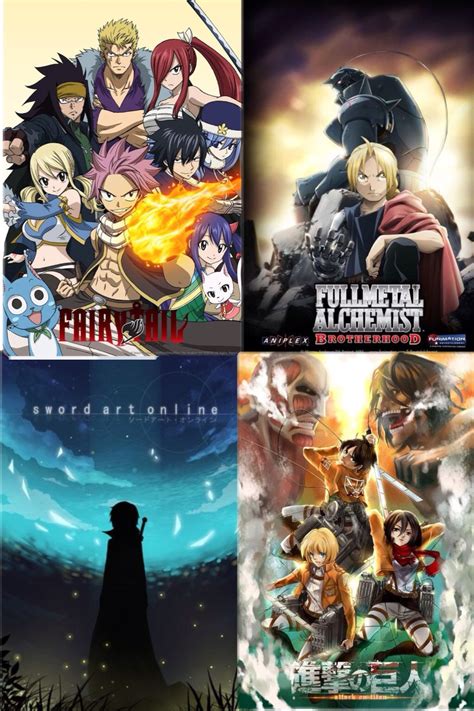 Four Different Anime Movie Posters With Characters