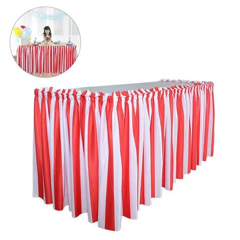 Christmas Table Skirt Tablecloth Lace Pleated Edges Red And White High Quality Beautiful Home