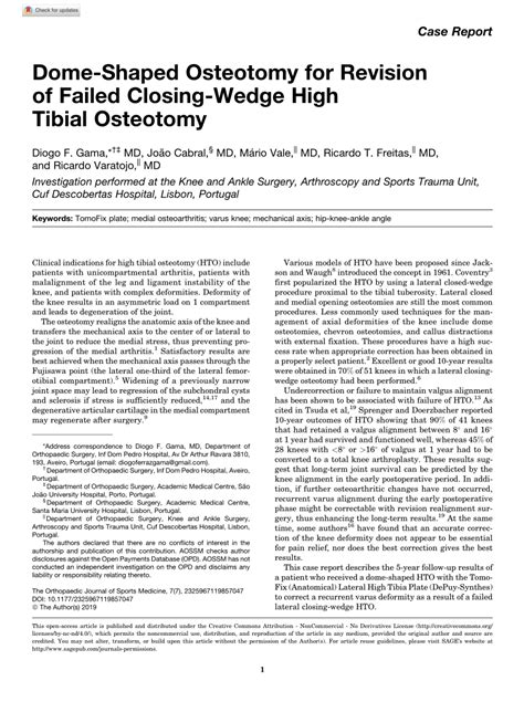 Pdf Dome Shaped Osteotomy For Revision Of Failed Closing Wedge High