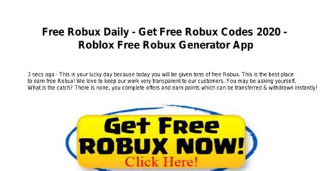 Free Robux Daily Get Free Robux Codes 2020 Roblox Free Robux