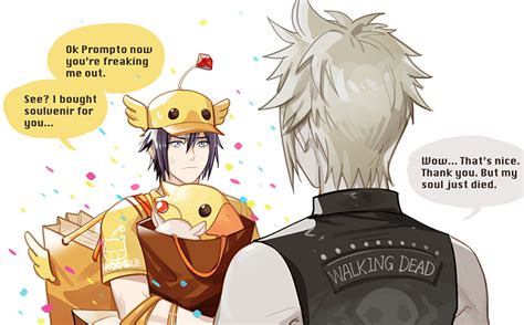 Chocobo Noctis Lucis Caelum And Prompto Argentum Final Fantasy And 1 More Drawn By Ginmu