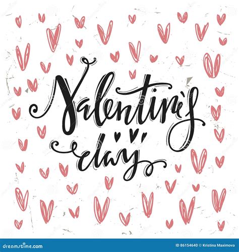 Happy Valentines Day Calligraphic Letters Stock Vector Illustration