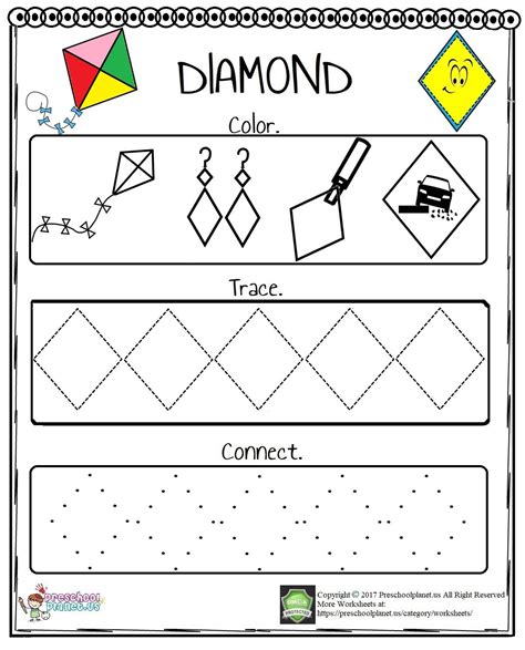 Diamond Shape Worksheets For Toddlers Wert Sheet