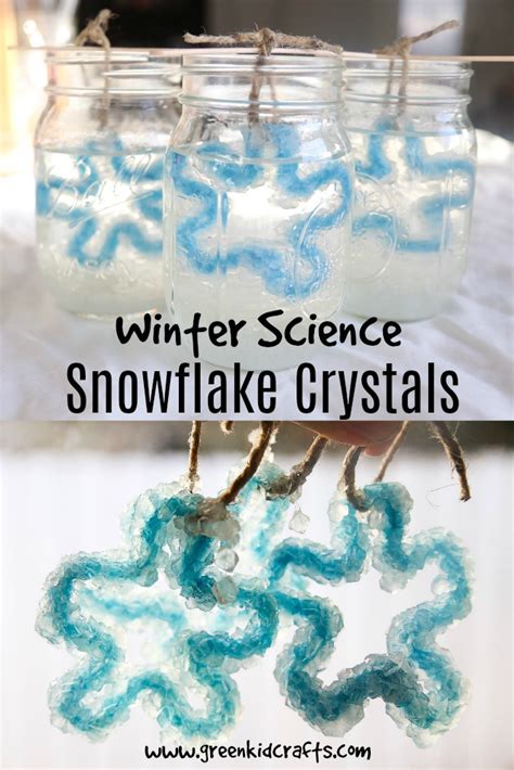 Winter Science At Home Snowflake Crystal Growing Green Kid Crafts