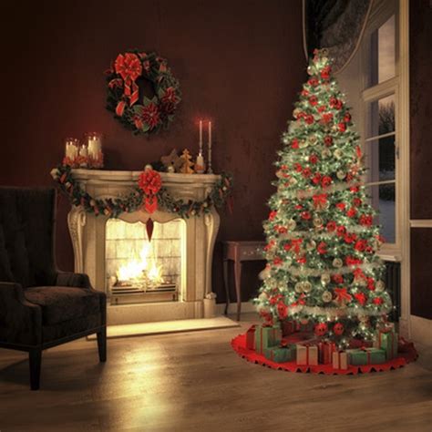 Christmas Vinyl Cloth Decoration Xmas Tree Fireplace