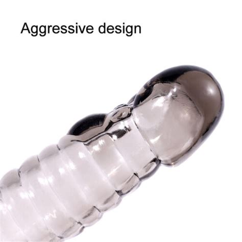 Male Reusable Condom Men Penis Extender Enlarger Sleeve Bigger Girth Enhancer Ebay
