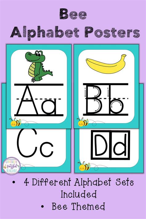 Alphabet Posters Letters For Wall Bee Themed Alphabet Poster Bee