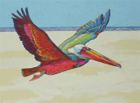 Flying Pelican 1 Original Acrylic On Canvas Painting Original Animal