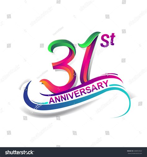 31st Anniversary Celebration Logotype Green Red Stock Vector Royalty