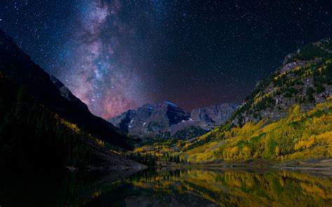 Mountain Landscape On A Starry Night