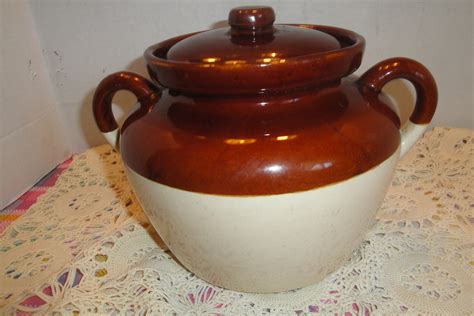 Vintage Mccoy 342 Bean Pot Cookie Jar Stoneware Crock Etsy