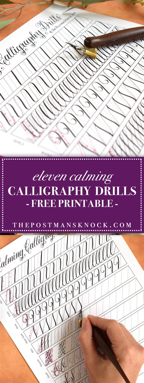 11 Calming Calligraphy Drills Printable Free Download The Postmans