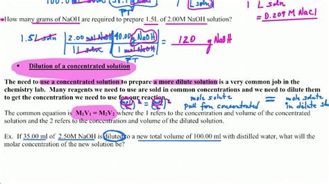 When calculating dilution factors, it is important that the units of volume and concentration remain consistent. Gen Chem 1: Concentration calculations- Dilution - YouTube