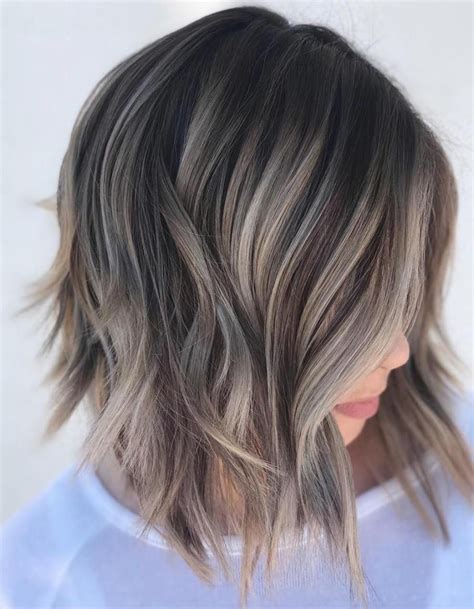 Ash Bronde Highlights For Brown Bob Hair Color And Cut Brown Hair