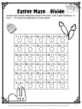 A great collection of free practice worksheets for mathematics, for all grades year 3, 4, 5, 6, 7, 8, 9, 10, 11 & 12. Free Easter Math Activities: Easter Math Mazes: Easter Math Worksheets