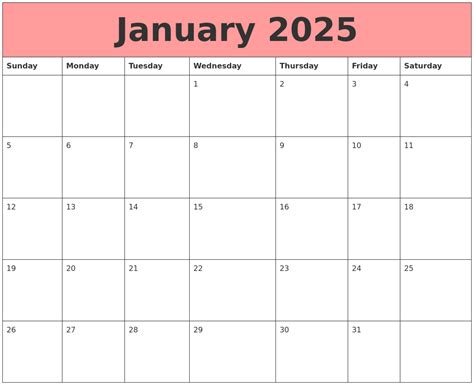 January 2025 Calendars That Work