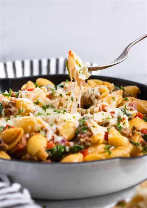 Simple Beef and Shells Skillet | Recipe | Beef pasta ...