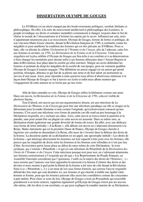 Dissertation sur Olympe de Gouges - DISSERTATION OLYMPE DE GOUGES Le