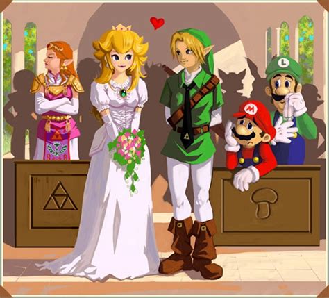 Legend Of Zeldas Link Marries Princess Peach Fan Art Princess Zelda