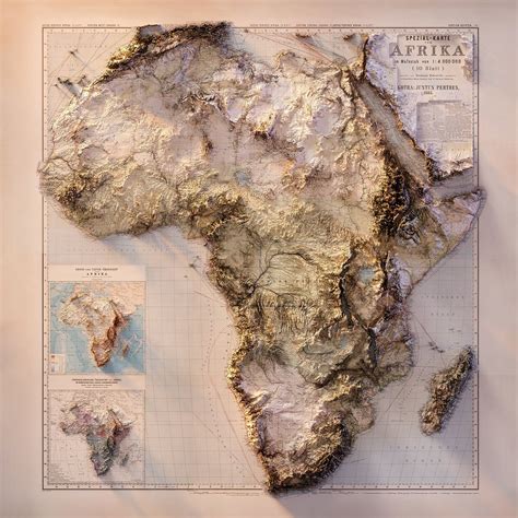 Africa Topography Etsy Topography Topography Map Relief Map