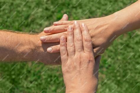 Premium Photo Joined Hands As A Team Business Teamwork Close Up Group