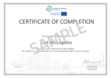 Certificate Last Mile Logistics Urban Mobility Courses